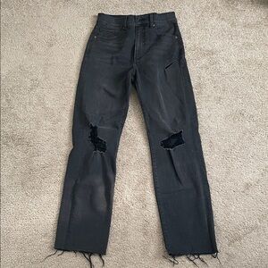 Express modern straight Black Distressed Jeans